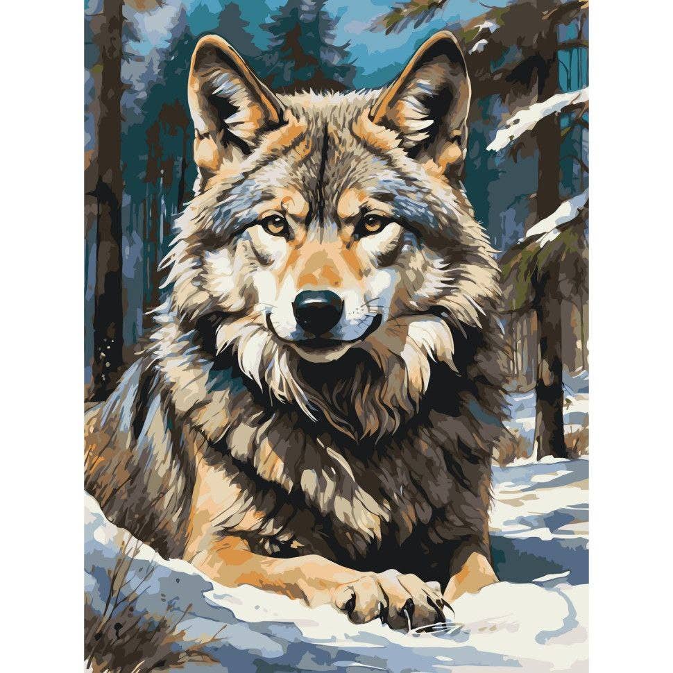 Majestic Wolf Paint by Numbers Kit, 40x50 cm