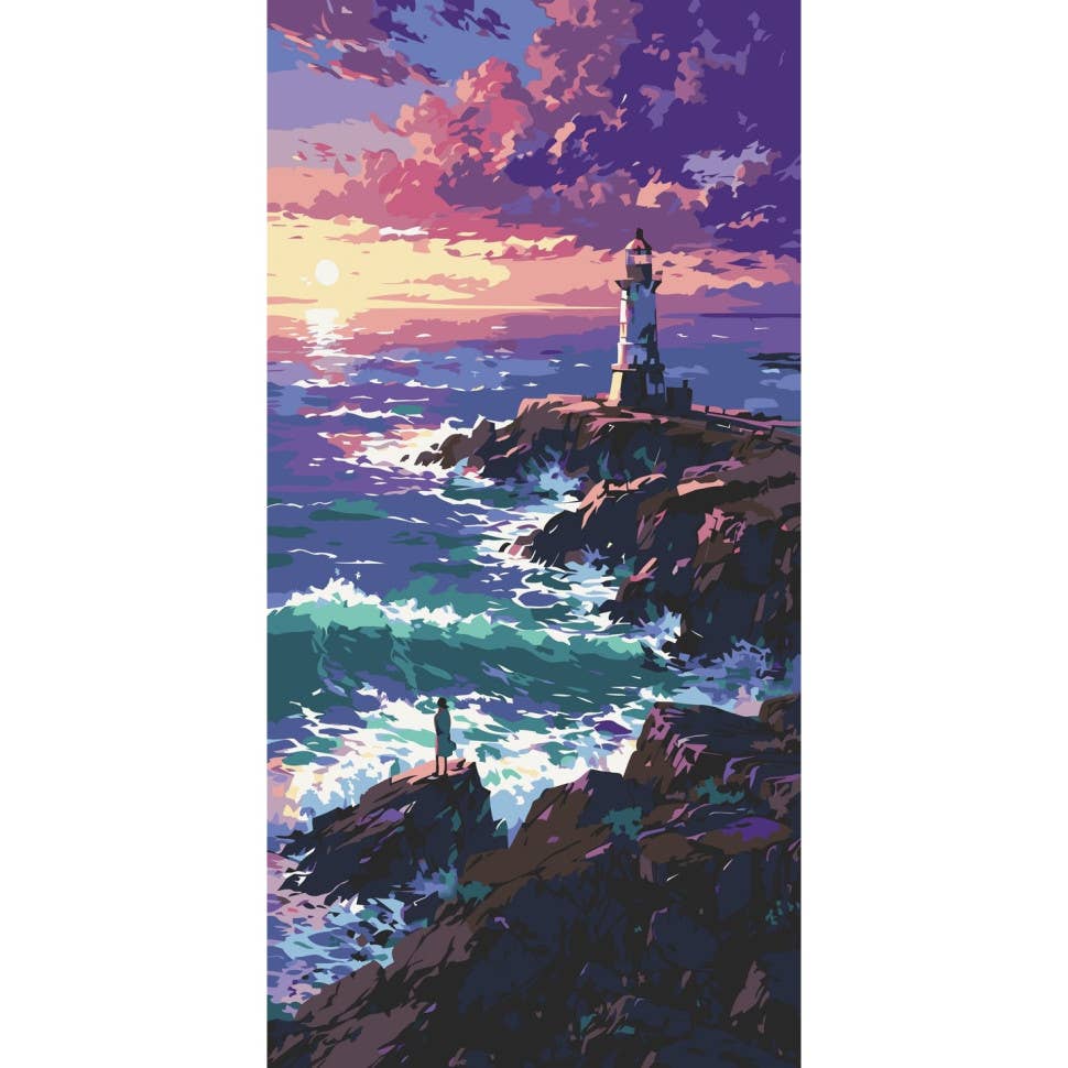 Ocean Lighthouse Sunset Paint by Numbers Kit, 40x50 cm