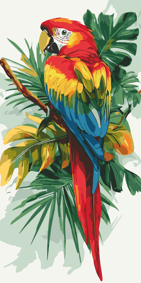 Tropical Parrot Paint by Numbers Kit, 40x80 cm