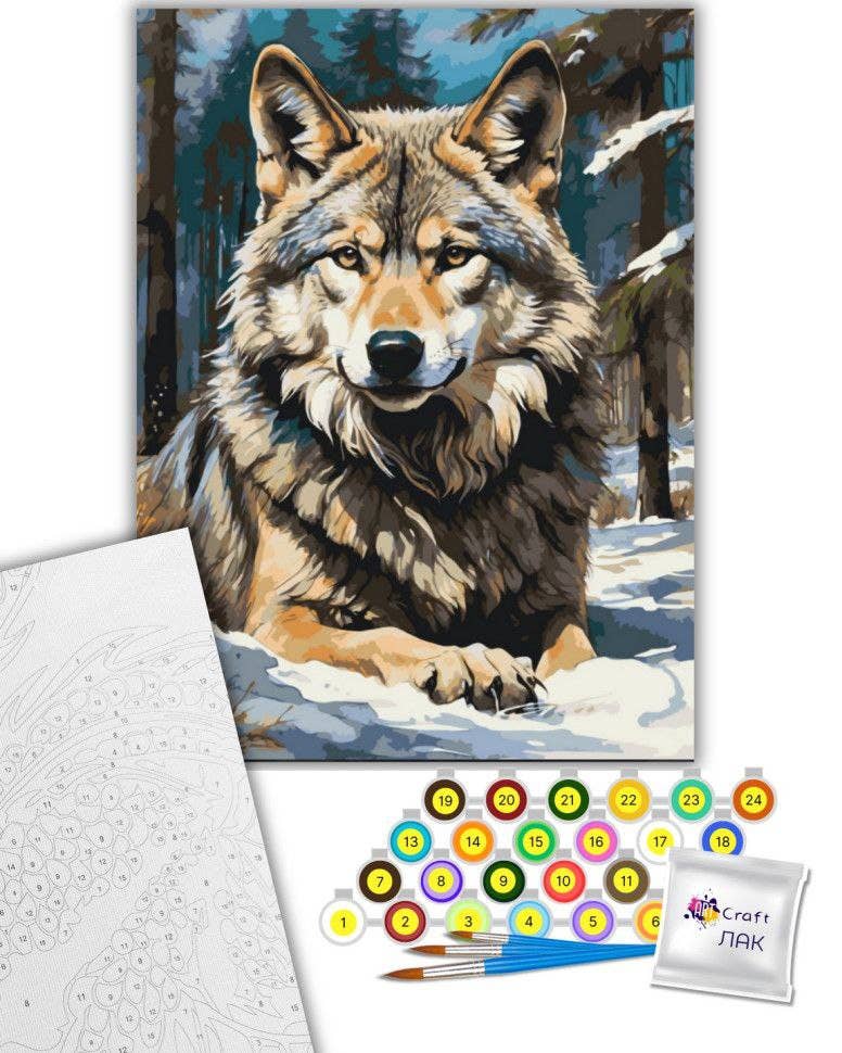 Majestic Wolf Paint by Numbers Kit, 40x50 cm
