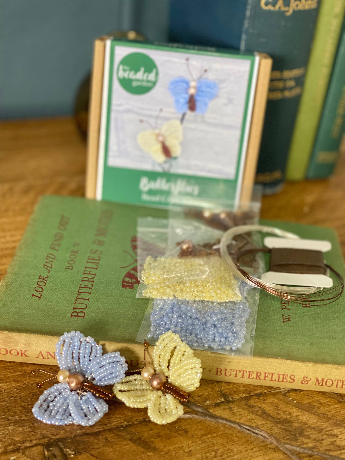 Butterflies Lemon/Blue Bead Craft Kit - A creative gift.