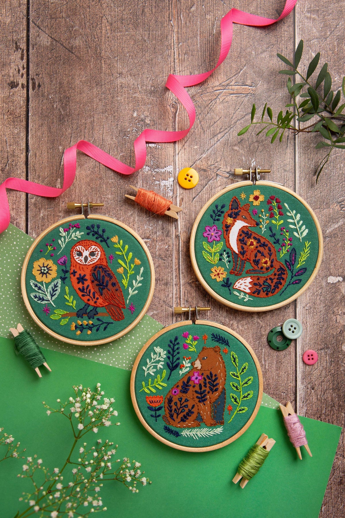 Folk Fox Mini Embroidery Kit | Beginner Craft Kit for Adults