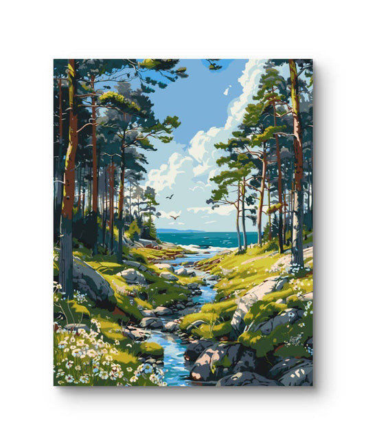 Forest Stream Landscape Paint by Numbers Kit, 40x50 cm