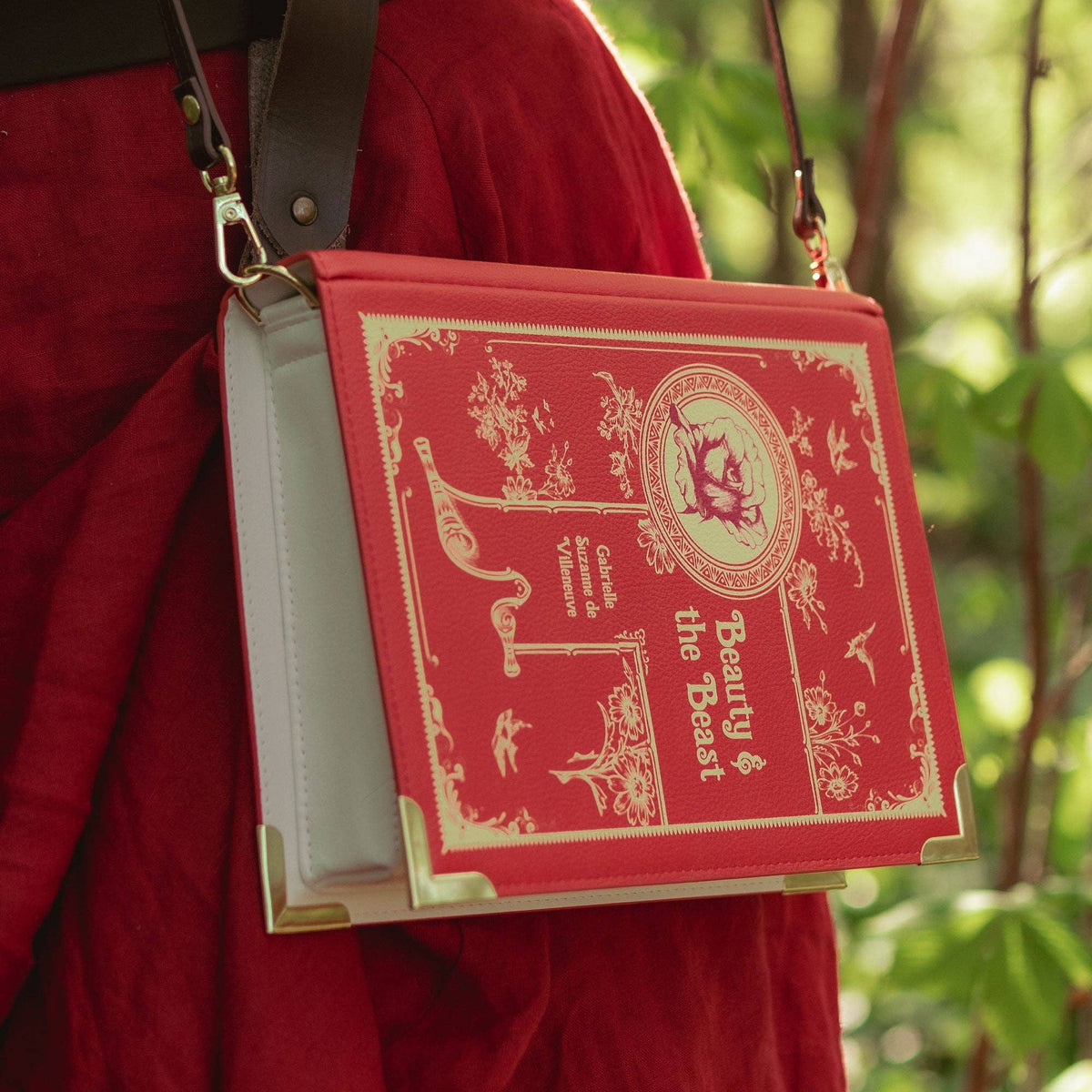 The Beauty and The Beast Red Book Handbag Crossbody Purse: Large