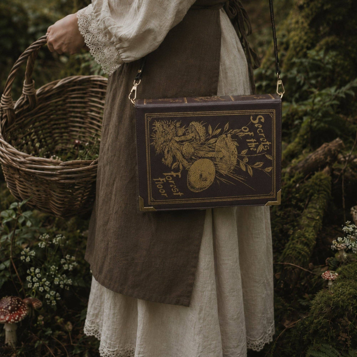 Luxury Gold Foiled Secrets of the Forest Floor Book Handbag Crossbody Purse: Large