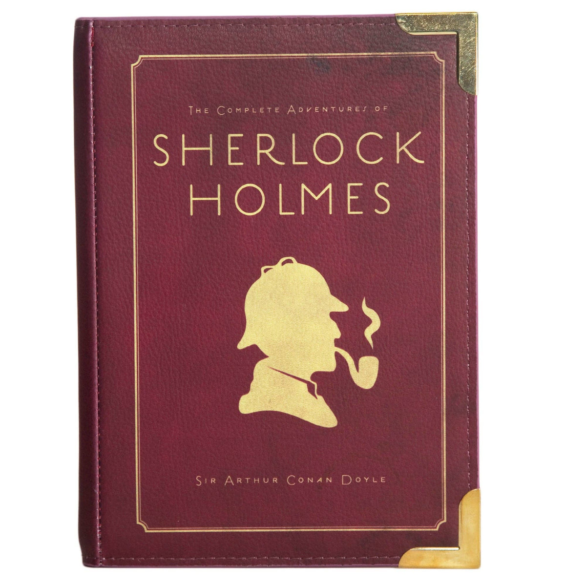 Sherlock Holmes Silhouette Burgundy Book Handbag Crossbody Clutch: Large
