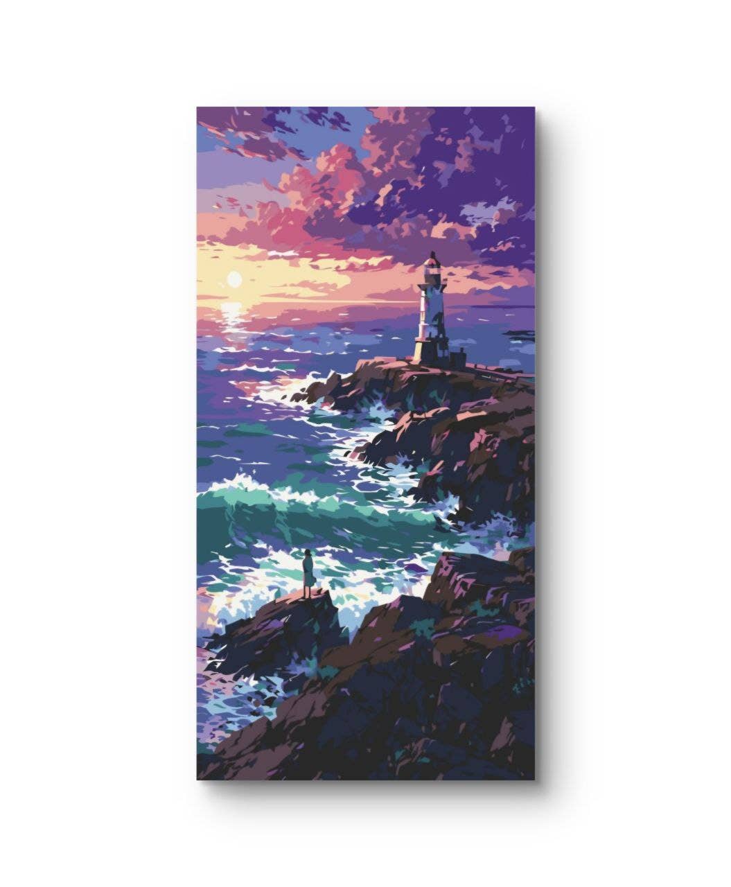 Ocean Lighthouse Sunset Paint by Numbers Kit, 40x50 cm