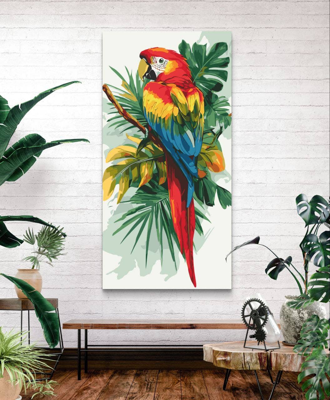 Tropical Parrot Paint by Numbers Kit, 40x80 cm