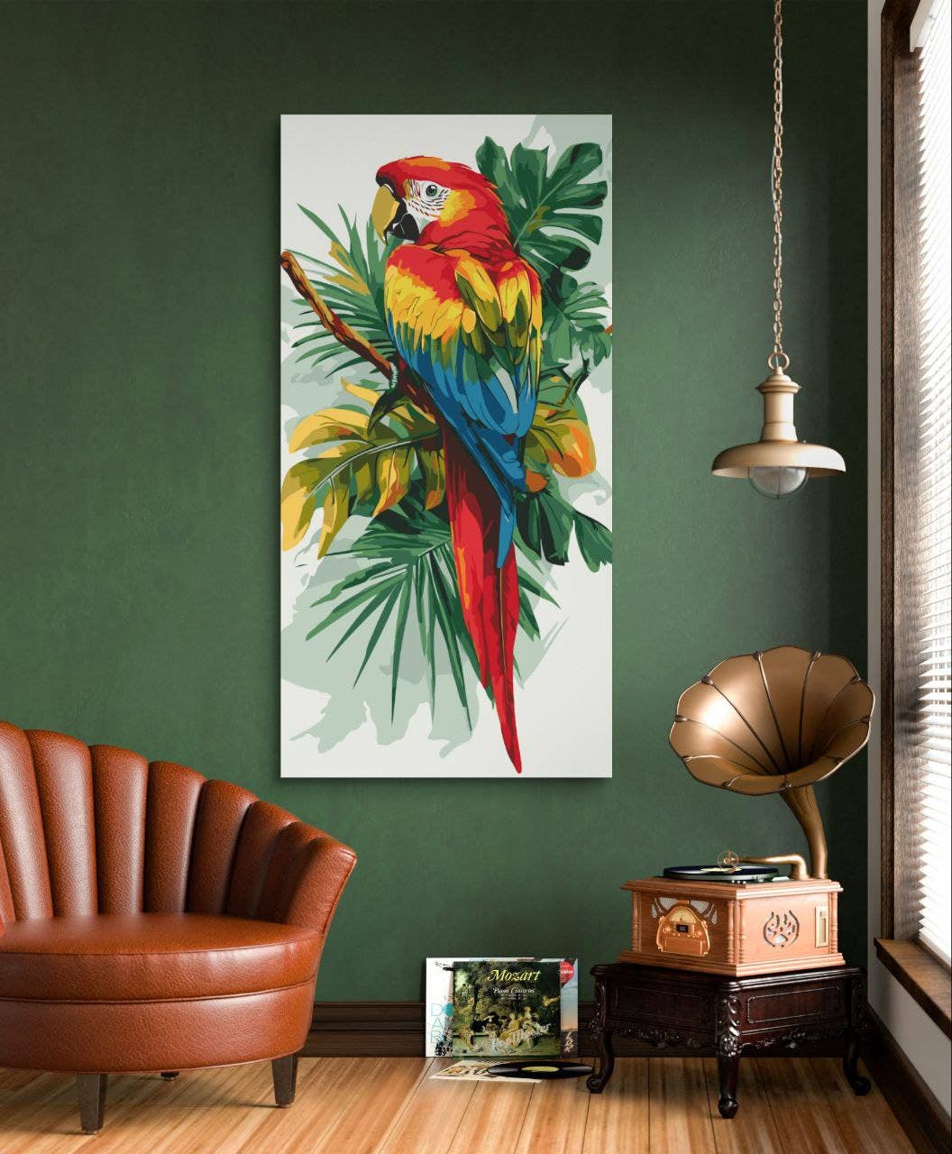 Tropical Parrot Paint by Numbers Kit, 40x80 cm