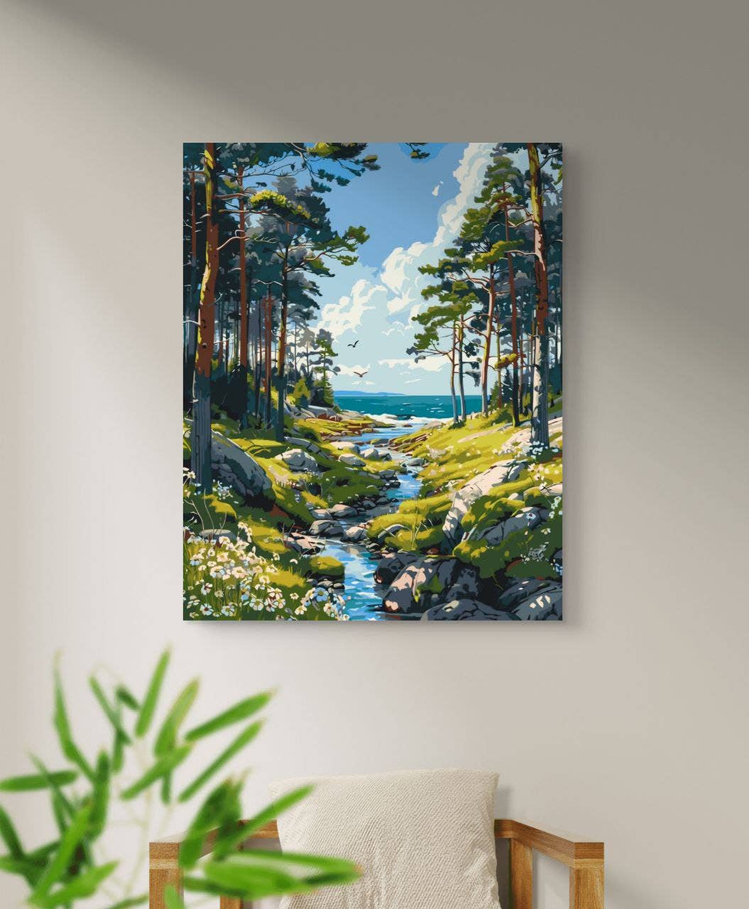 Forest Stream Landscape Paint by Numbers Kit, 40x50 cm