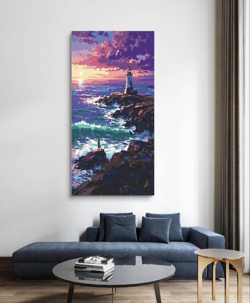 Ocean Lighthouse Sunset Paint by Numbers Kit, 40x50 cm