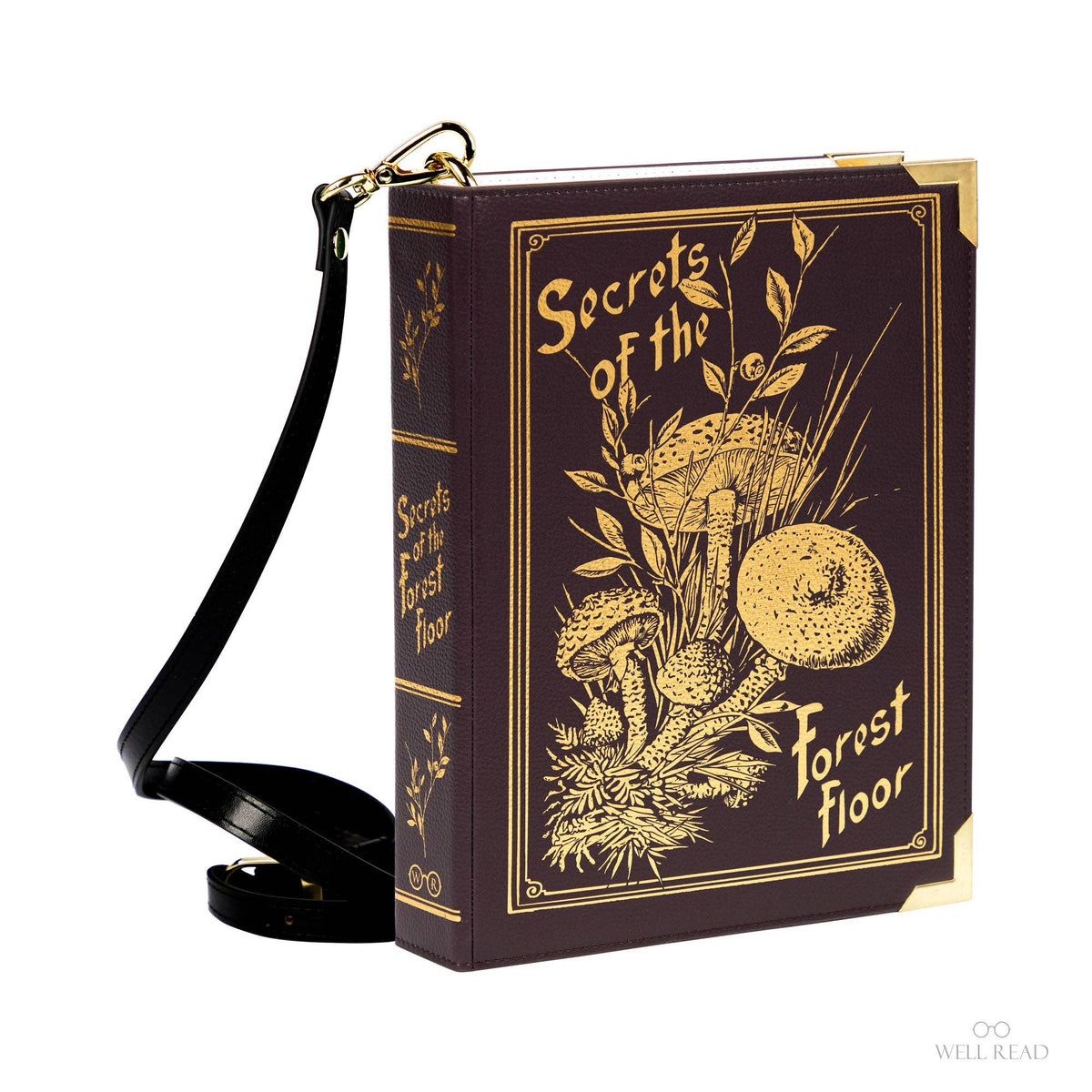 Luxury Gold Foiled Secrets of the Forest Floor Book Handbag Crossbody Purse: Large