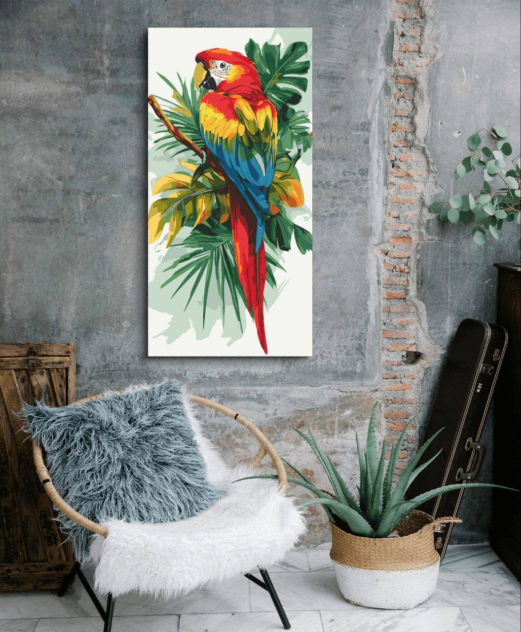 Tropical Parrot Paint by Numbers Kit, 40x80 cm