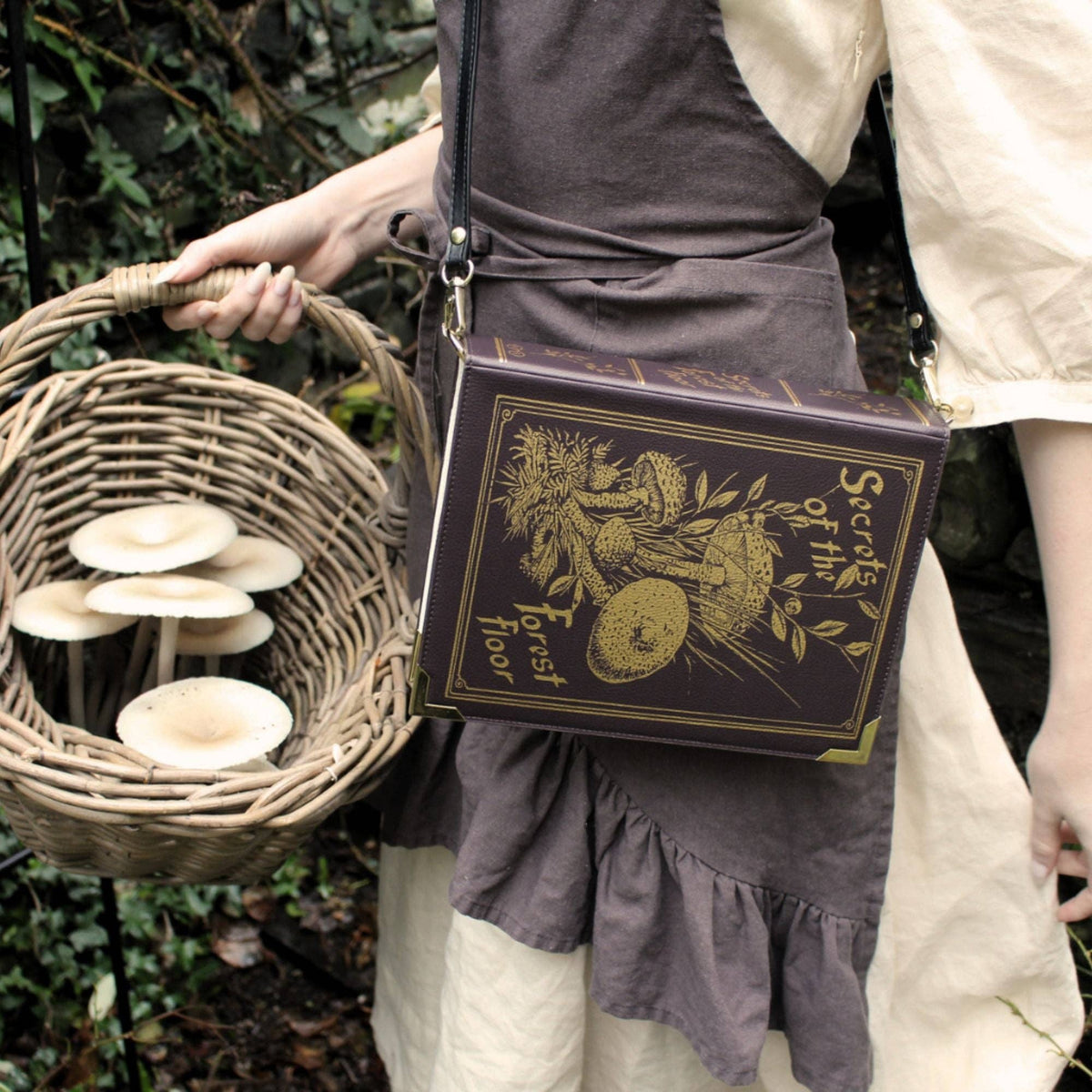 Luxury Gold Foiled Secrets of the Forest Floor Book Handbag Crossbody Purse: Large