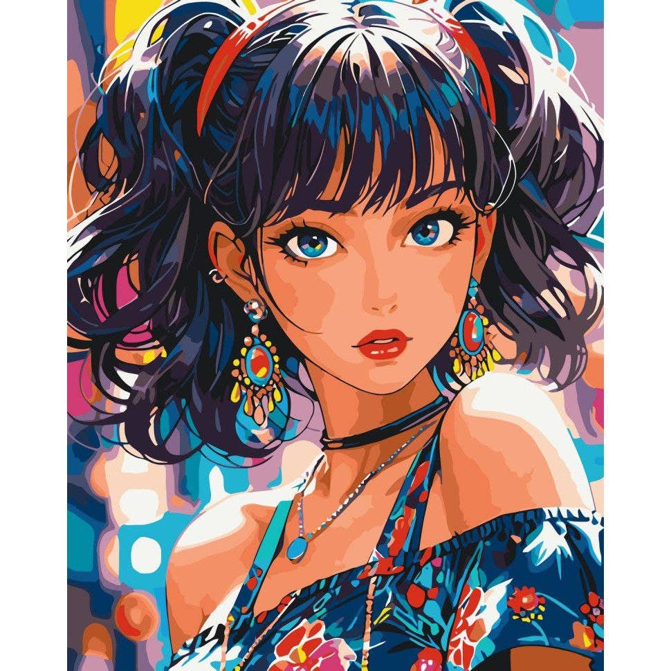 Colorful Pop Art Girl Paint by Numbers Kit, 40x50 cm